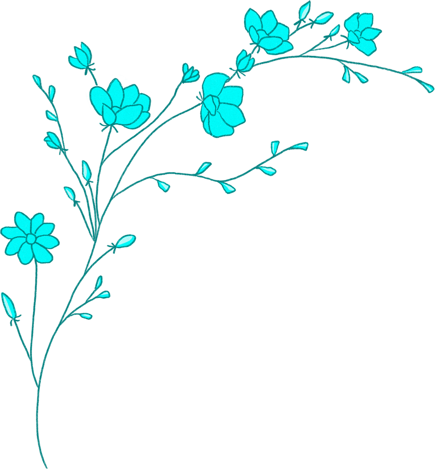 Watercolor Flower - Teal Color